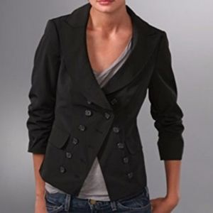 Elizabeth and James 3/4 Sleeve Ruched Black Blazer
